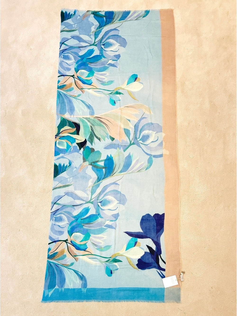 Kinross Cashmere Acacia Print Scarf Tranquil Multi Silk Cashmere NWT